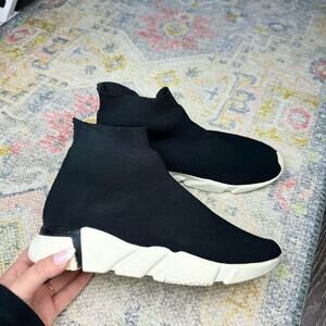 Jeffrey Campbell Black White High Top Redman Scuba Sock Sneaker Size 8.5